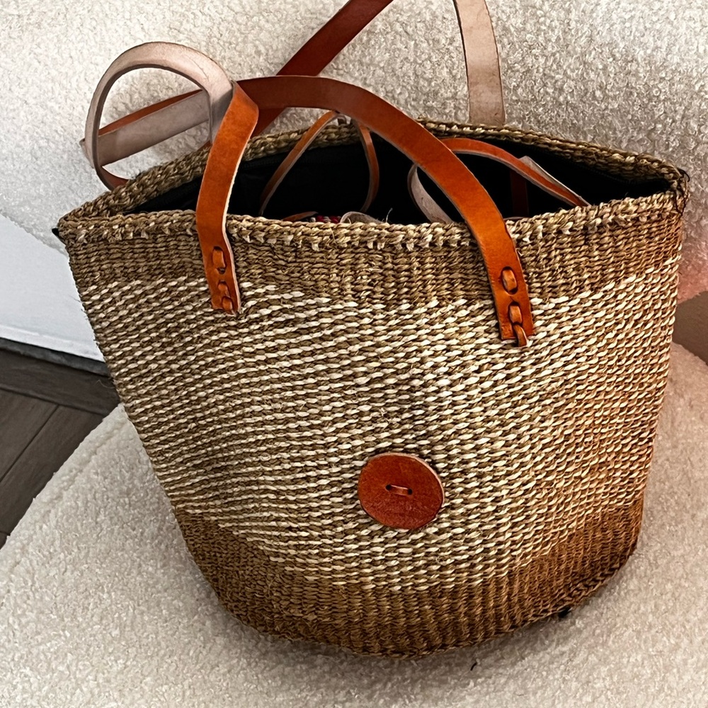 African Brown and Tan Woven Shoulder Bag